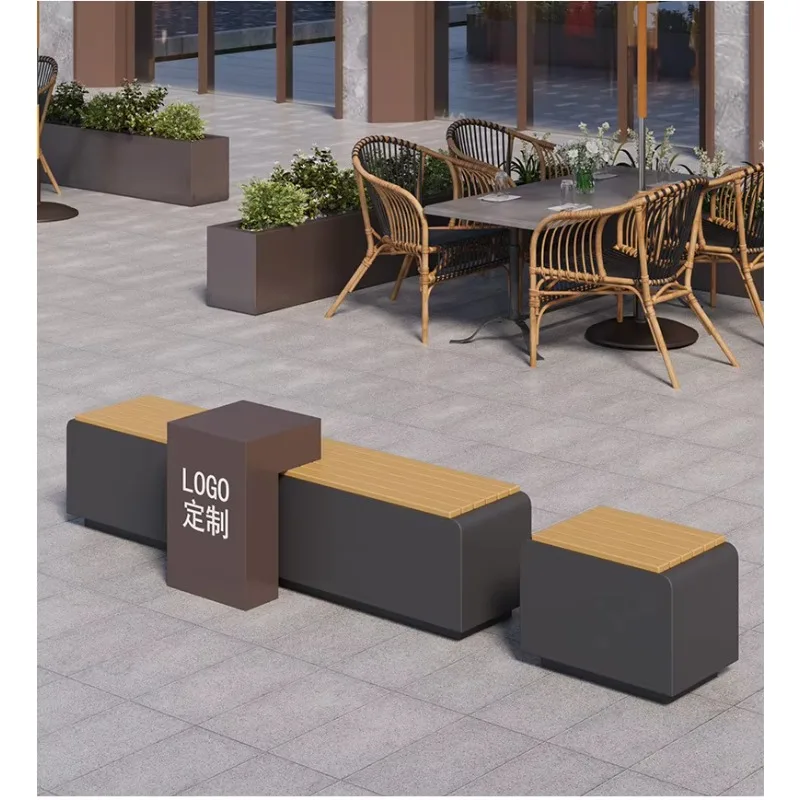 LTT Seat Flower Box Solar Wireless Charging Chair Pedestrian Street Park Waiting Chair