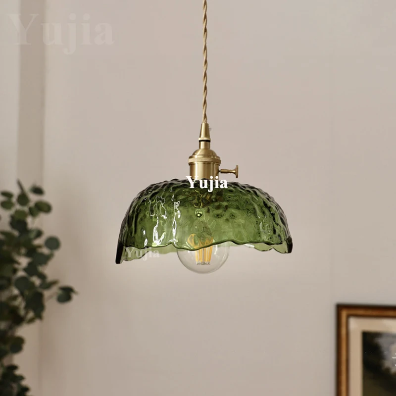 Multi-Style Nordic Pendant Lamp Green Glass Ceiling Lighting Kitchen Island Hand Brass Hanging Light Fixtures for Dining Room