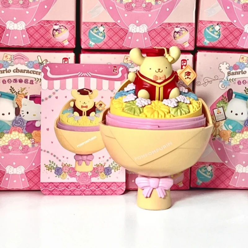 Sanrio Boeket Serie Blinde Doos Mymelody Kuromi Cinnamoroll Kleine Tweelingsterren Kt Pom Pom Pin Ornament Model Speelgoed Cadeau