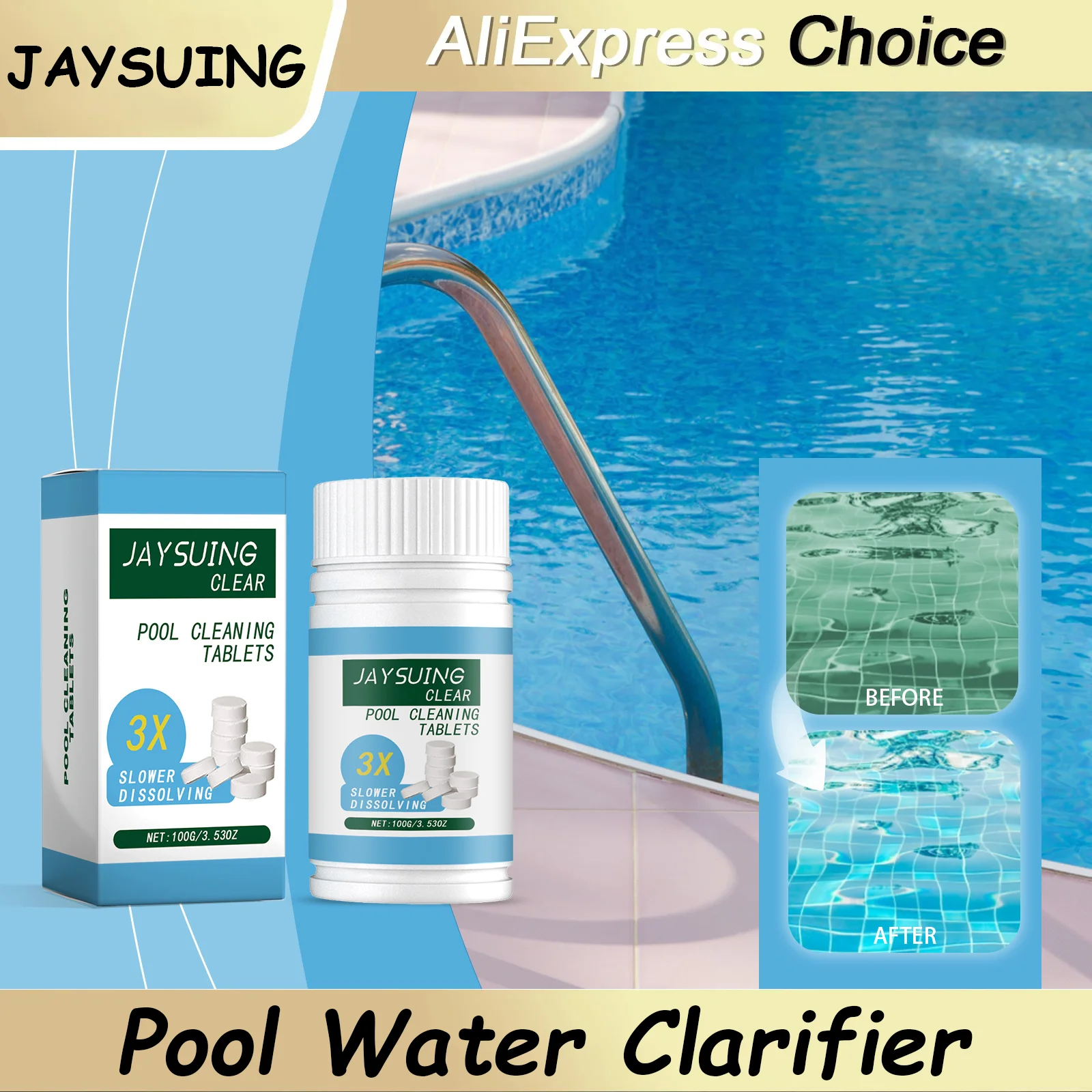 Swimming Pool Cleaner Effervescent Tablet Pool Water Clarifier Cleaning Care Quick Dissolving Spa Hot Tub Clean Maintenance Tool