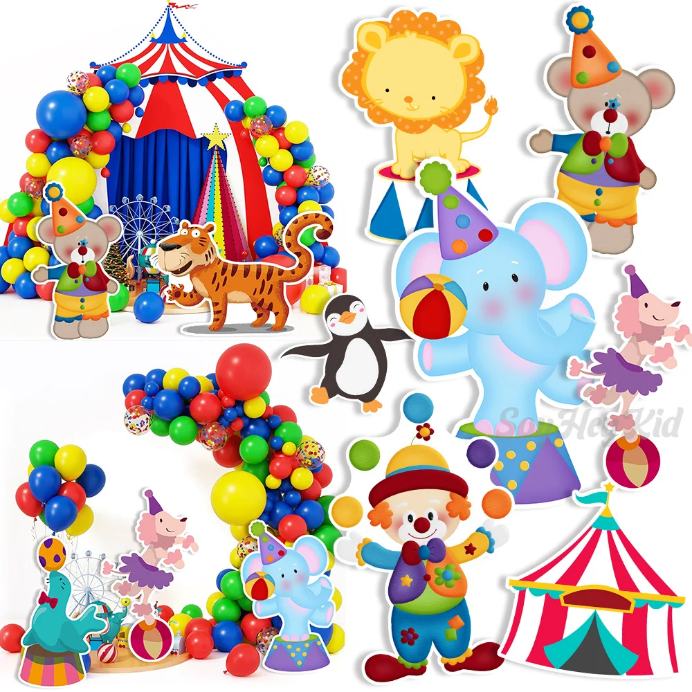 18/36Inch Circus Carnival Cardboard Cutout Party Decorations Clowns Animals Kt Board Kids Birthday Baby Shower Party Backdrop