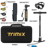 TRIMIX Diving Mask with Mini Scuba 0.5L Lung Tank 4-Level Hand Pump 6-10 Minutes Underwater Breathe Diving Cylinder