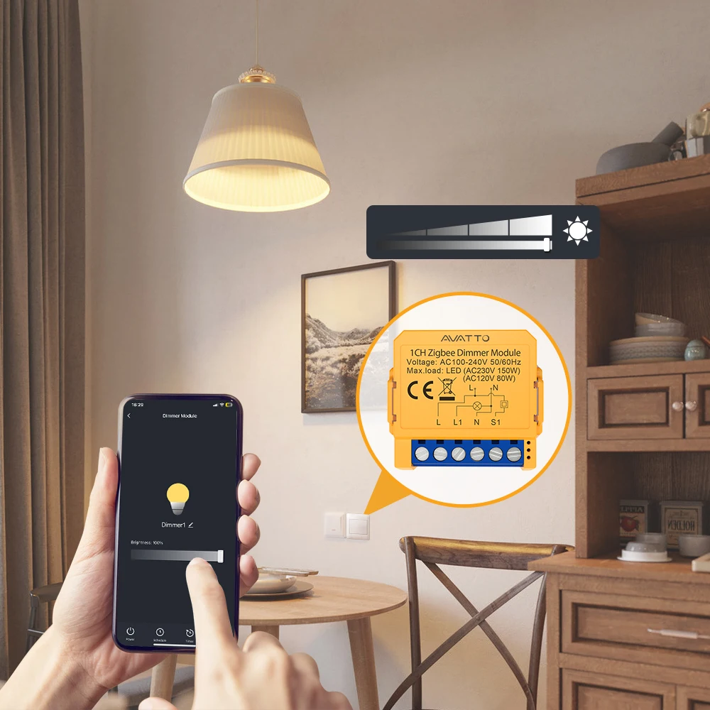 AVATTO WiFi/ZigBee 1/2-Gang-Dimmer-Lichtschaltermodul, intelligentes Dimmer-Schaltermodul, APP-Fernbedienung für Tuya Alexa Google Home – Detail 7