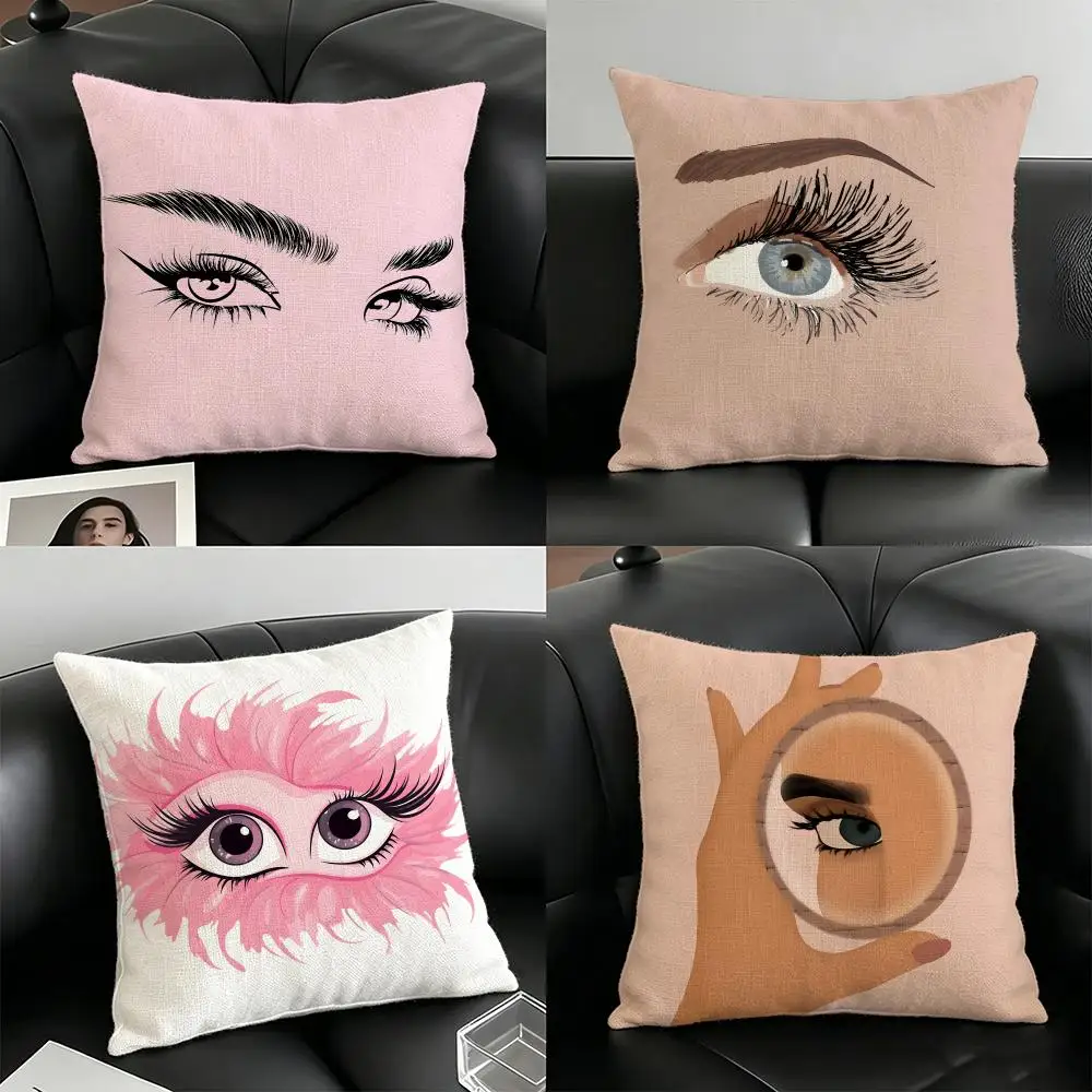 Ins Style Beauty Makeup Eyelash Pillow Case Linen Pillow Covers Cover For Couch Living Room Bench Patio Floor Linen Home Decor