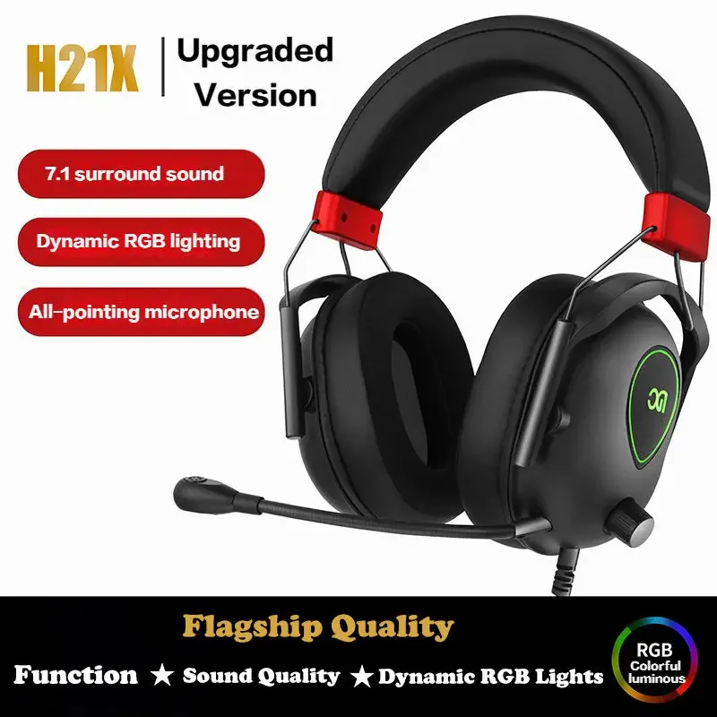 Upgraded noise-canceling gaming headphones with wired multi-channel microphone headphones