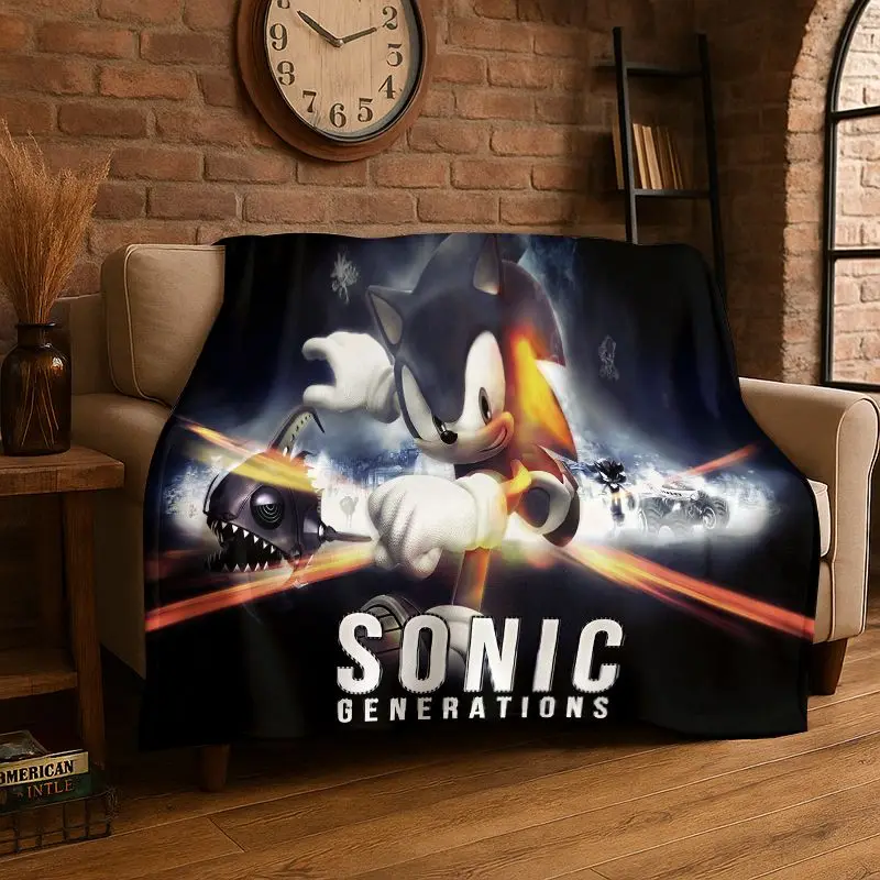 Classic Game S-Sonic Cartoon Soft Flannel Throw Blanket,Cozy Blanket for Bed,Couch,Sofa,Bedroom,Living Room,Travel,Picnic kids