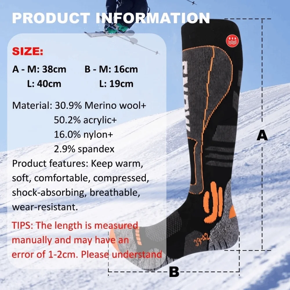Fashion Long Tube Ski Socks Thickened Breathable Snowboard Socks Warm Thermal Shock-absorbing Compression Socks Unisex