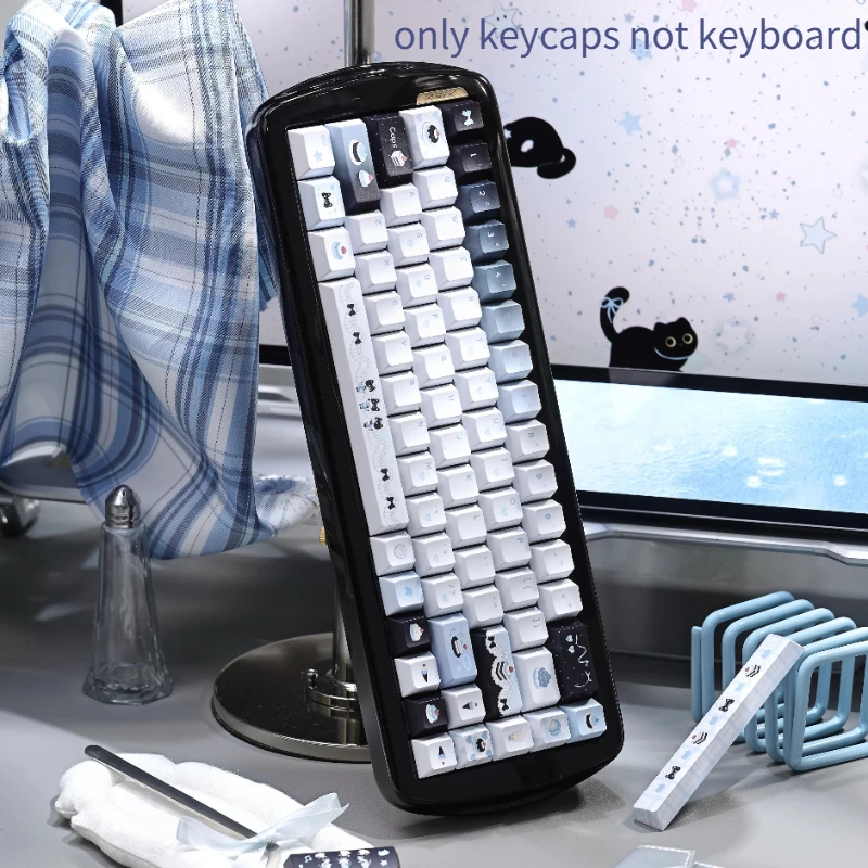 Kitten Baking Master Theme Keycaps Set PBT Cherry Profile Sublimation Custom Original Handmade Keycaps for Mechanical Keyboard