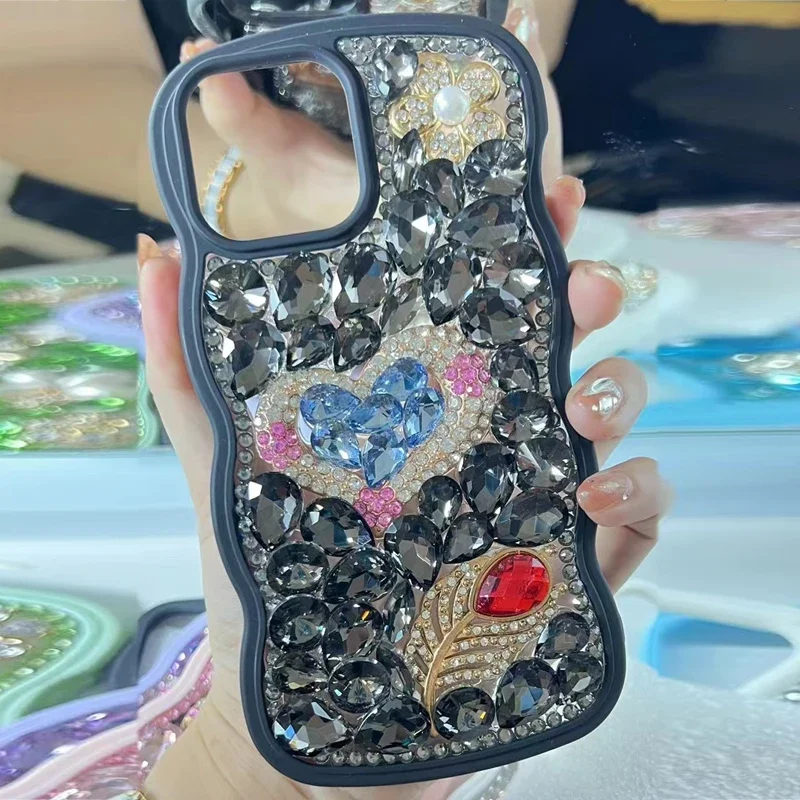 Rhinestone Case for Women, Bling, Glitter, Love Heart, Diamond, Phone Case for iPhone 15, 16, 14 Pro Max, XR, 16Pro, Nice