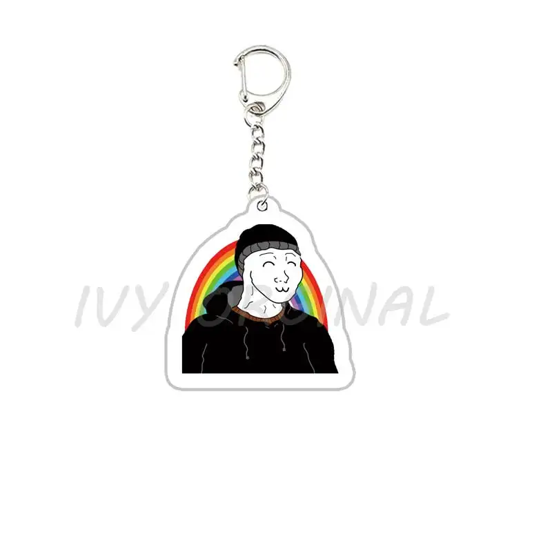 Acrylic Hot Doomer Meme Wojak Keychains for Accessories Bag Arcylic Catboy Pendant Keyrings Jewelry Friends Gamer Gift
