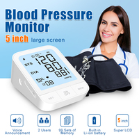 AiQUE Recharge 5Inch Arm Automatic Blood Pressure Monitor LCD BP Sphygmomanometer Pressure Meter Tonometer for Arterial Pressure