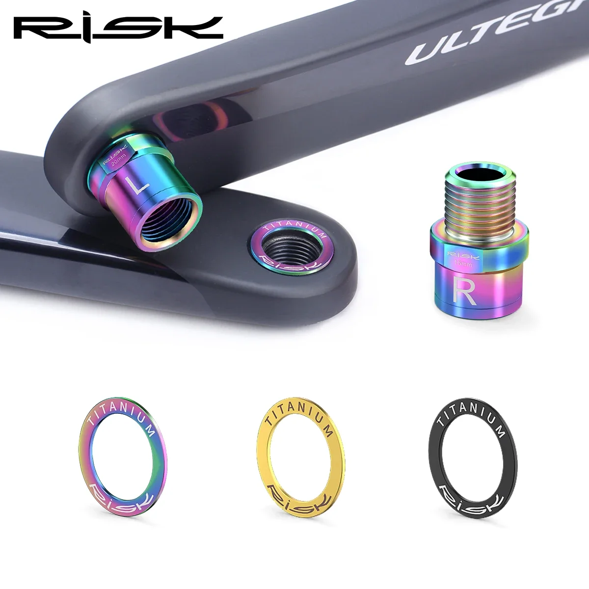 RISK Bicycle Pedal  Washer Spacer Crank Gasket Pedal Abnormal Sound Maintenance Ring Washer MTB Bike Titanium Alloy Pedal Washer