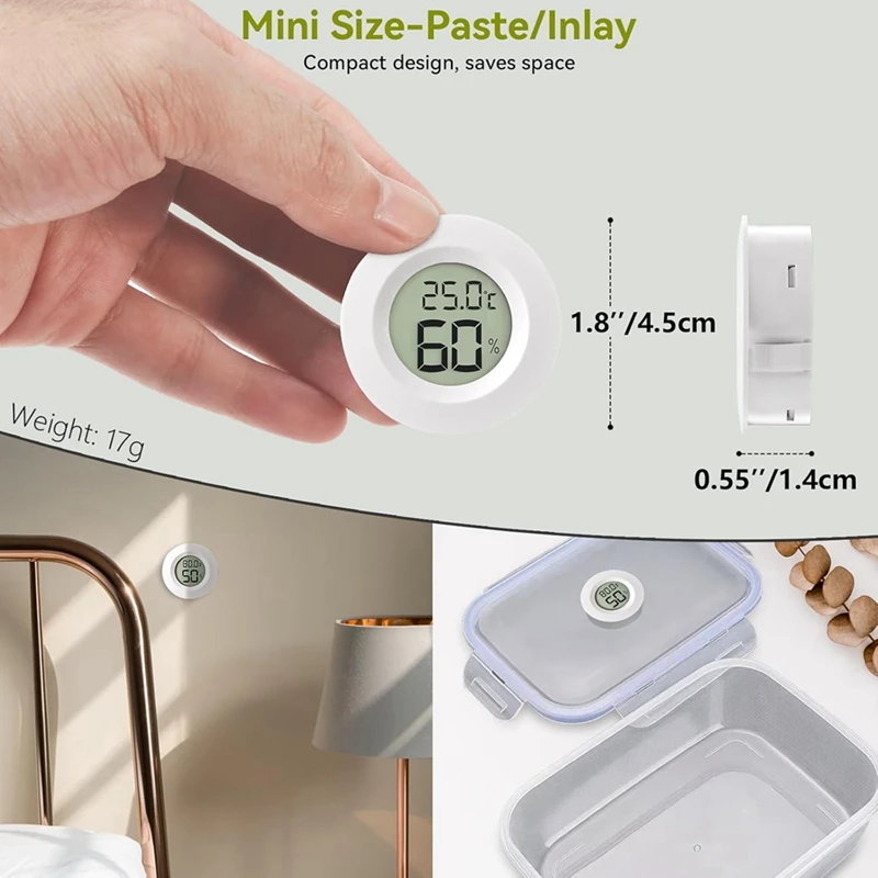Paquete de 3 mini higrómetros y termómetro, medidor de humedad digital para interiores y exteriores, temperatura