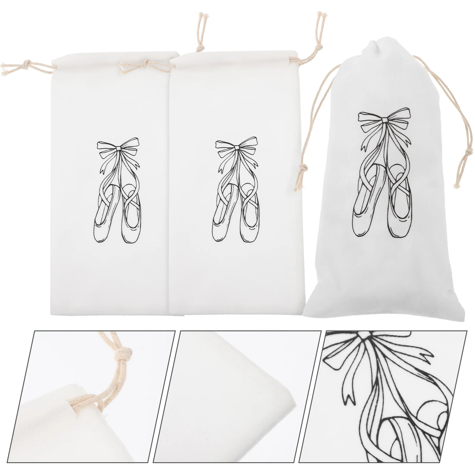 

3pcs Ballet Shoe Bag Drawstring Lint Dance Shoe Pouch Storage Organizer Wear-Resistant Ballet Shoes Bag For Women Girls Dance