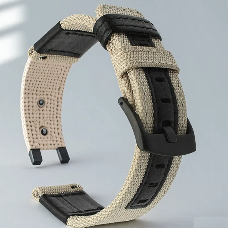 22 mm 20 mm Nylonarmband für Samsung Galaxy Watch 3 4 5 Pro 6 7 40 mm 44 mm 45 mm Leder-Canvas-Band für Huawei Watch 2/3/4 Pro