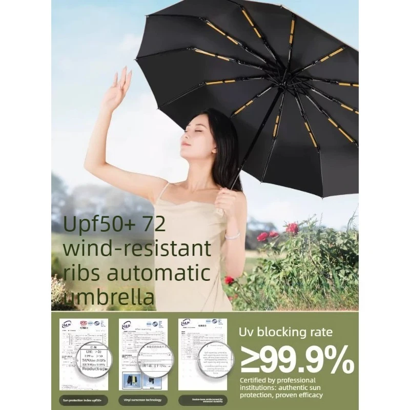Sunshade umbrellas for men and women large folding fully automatic dual-purpose sun protection and UV protection.