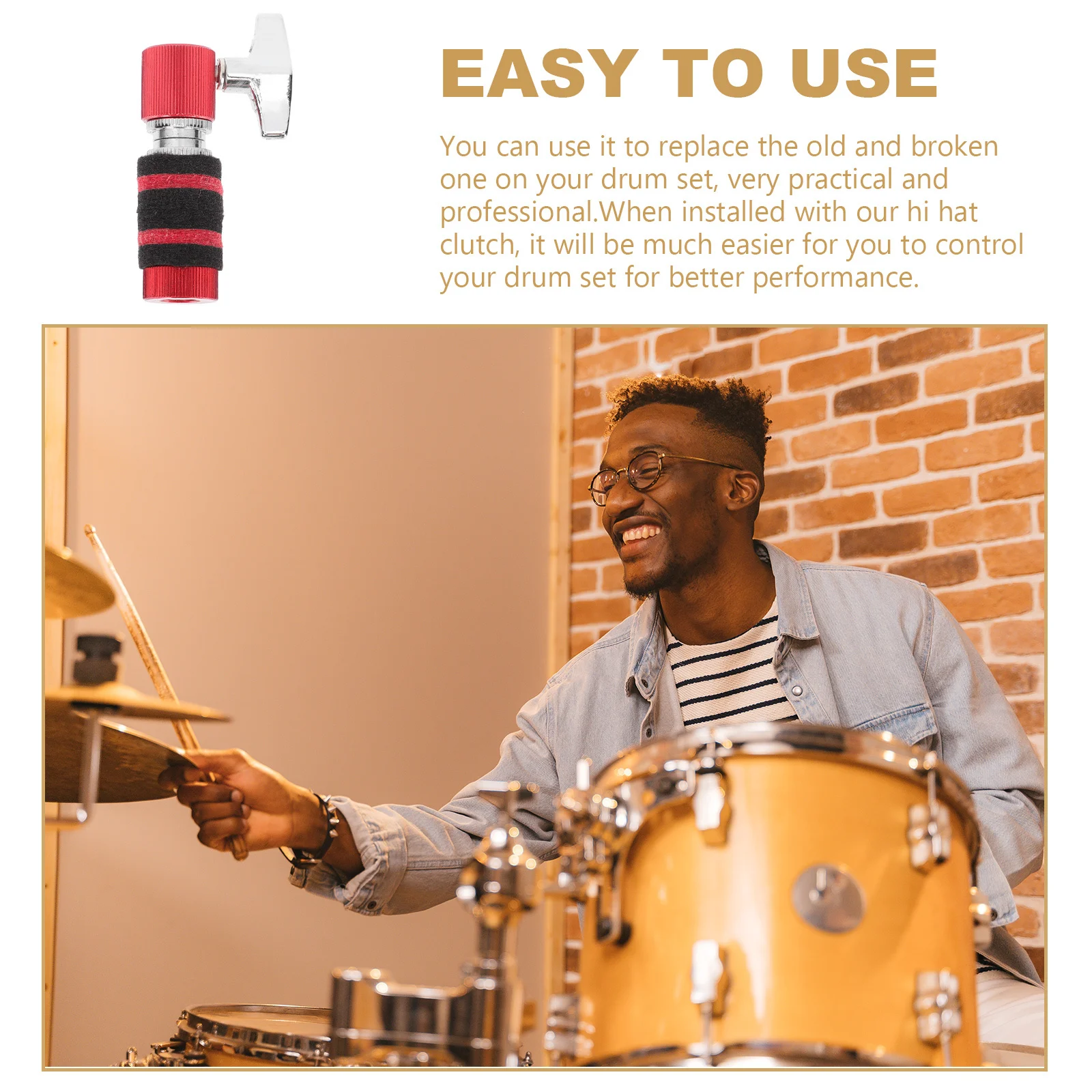 

Aluminum Alloy Drum Set Hi-Hat Clutch Durable Easy Install Professional Performance Hi Hat Clutch Hi-Hat Stand