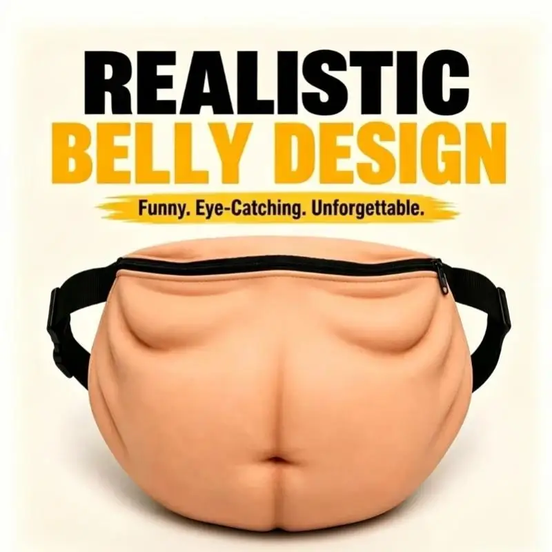 Realistic Funny Belly Waist Fanny Pack Adjustable Strap Wear-resistant for Halloween Cosplay Event Use