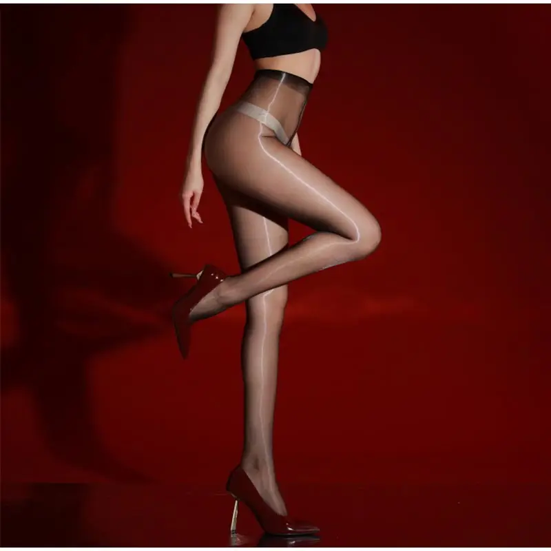 

Women Sexy Glossy Sheer Pantyhose High Waist Elastic Oil Shiny Tights Ultra-thin Transparent Stocking