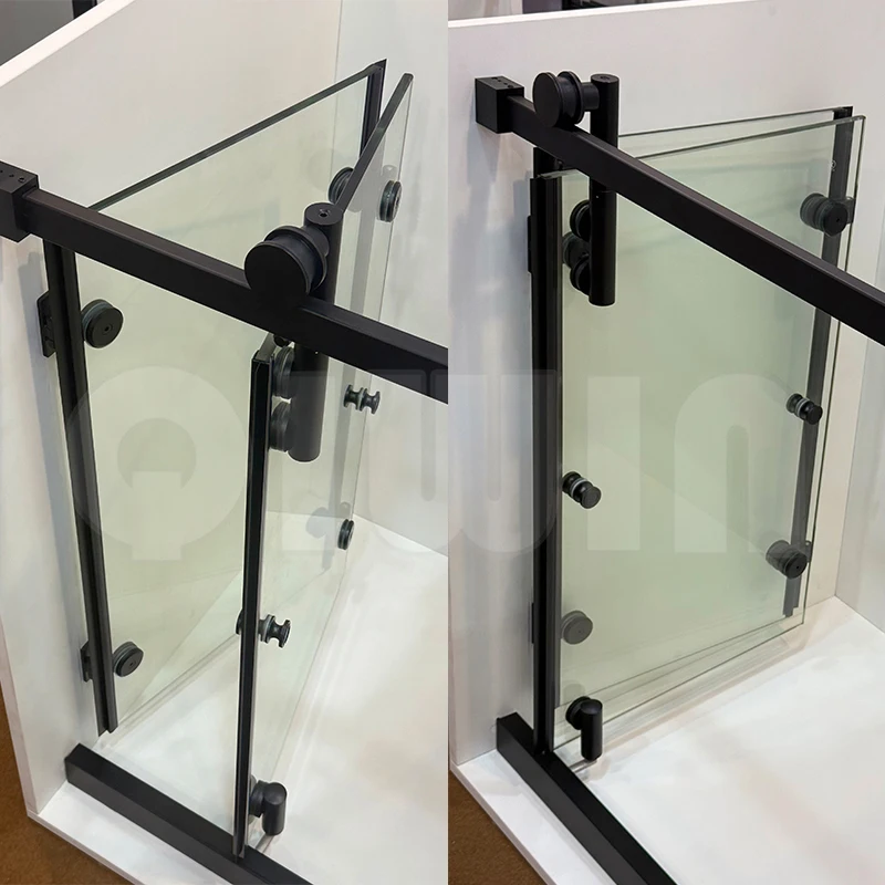Modern Frameless Shower Enclosure Hardware Fold Sliding Kit Matte Black Brushed Polished 3 Finishes Optional