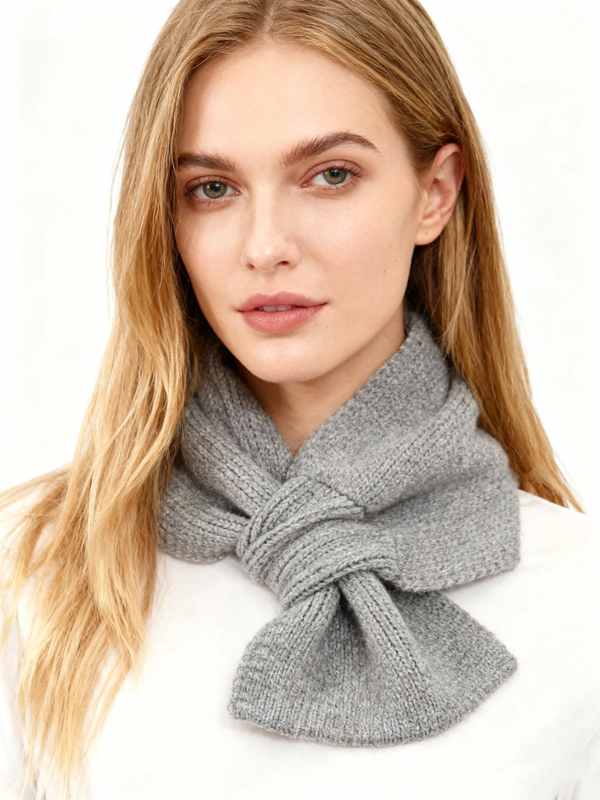 Winter Knit Loop Neck Warmer Cross Scarf Rib Knit Keyhole Pull-Through Scarves Soft Neck Warmer Collar Scarf Neckerchief Unisex