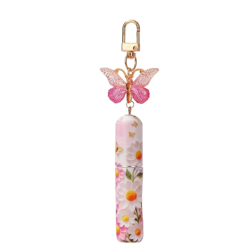 5ml Mini Perfume Bottle Butterfly Refillable Liquid Cosmetic Container Leak-proof with Key Ring