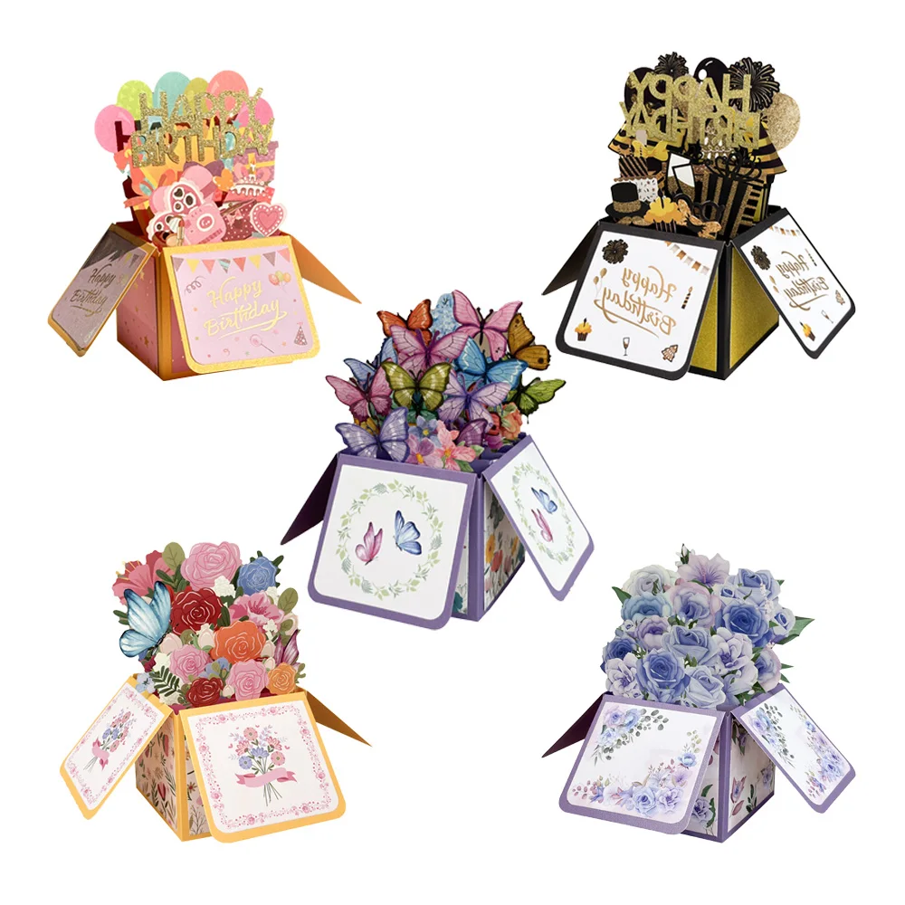

2pcs 3D Pop-Up Butterfly Greeting Card Purple Romantic Card for Mother’s Day & Birthday | Holiday Greeting Card with Envelope