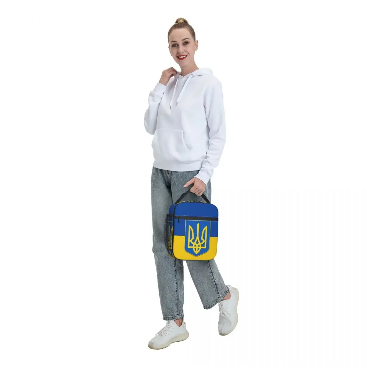 Flag Of Ukraine And Coat Of Arms Of Ukraine Thermal Insulated Lunch Bag Ukrainian Patriotic Lunch Container for Outdoor Food Box