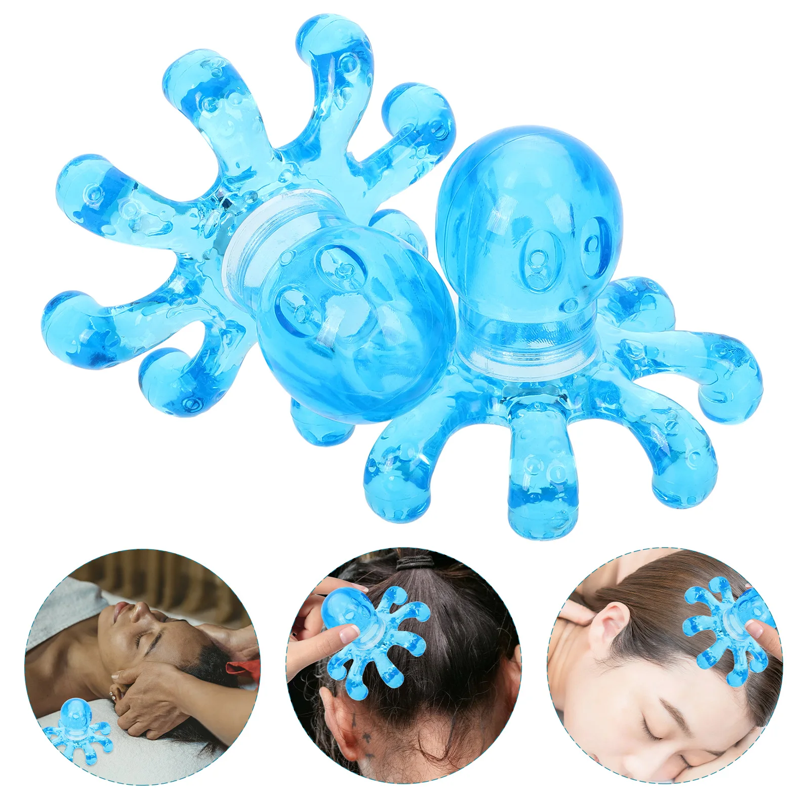 

2 Pcs Octopus Head Massager Scalp Relaxer Blue Handheld Portable Neck Eye Tool Acupoint Blood Circulation Fatigue Relief