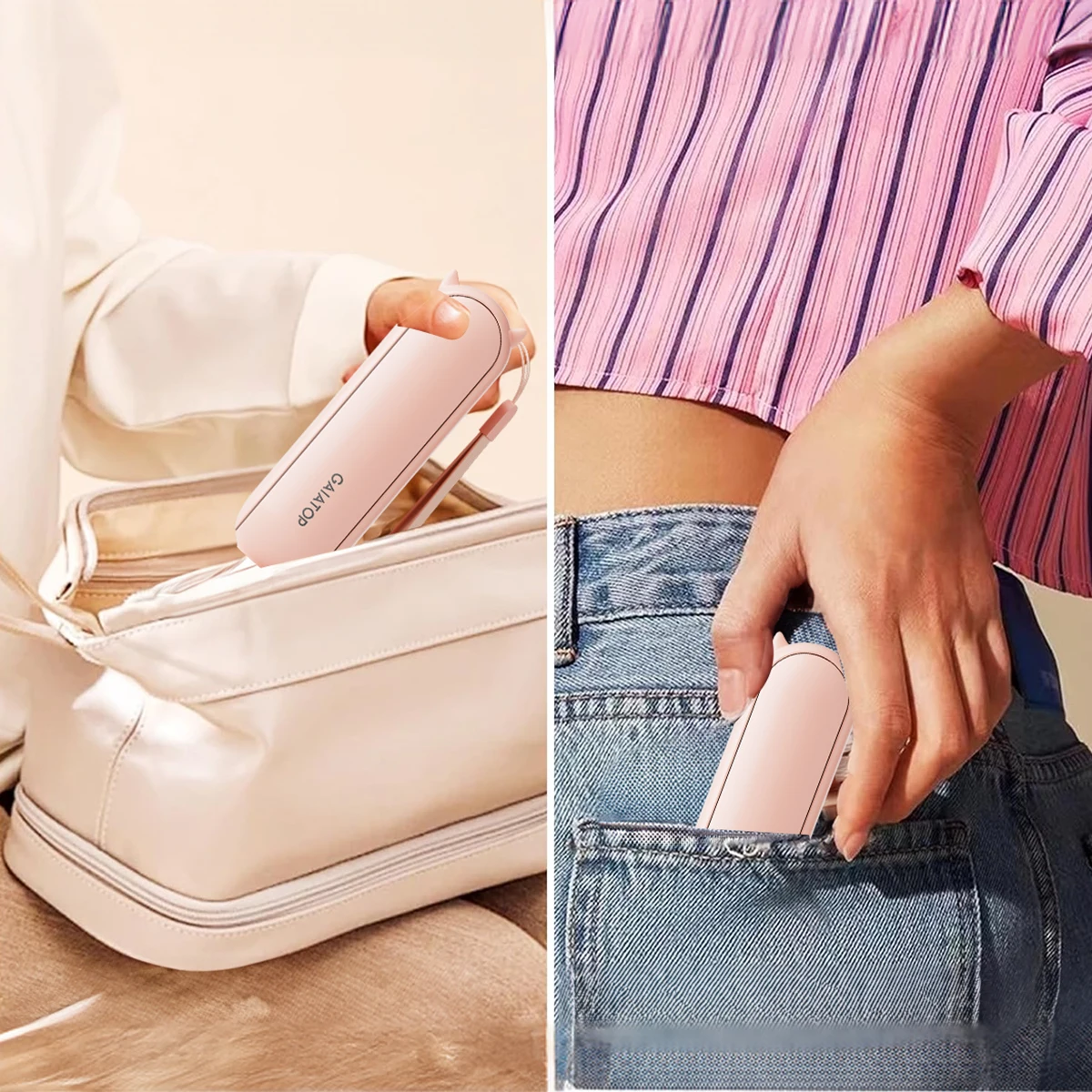 Portable Handheld Fan, Mini Rechargeable Folding Fans with Power Bank USB Battery Operated, Small Pocket Design for Travel Lash