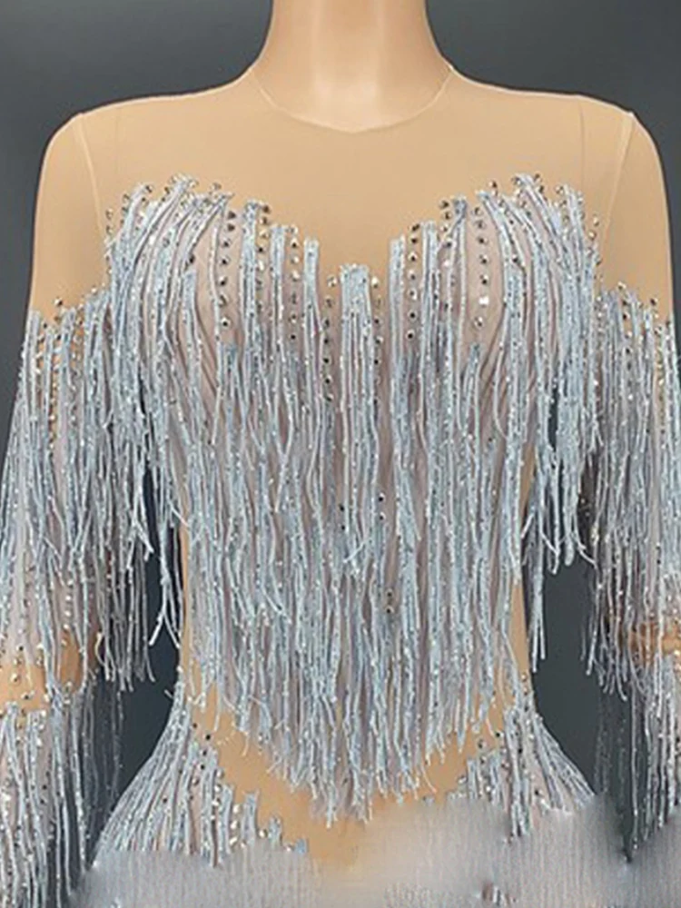 Hoge kwaliteit hete diamanten kwastje elastische jurk 2024 nieuwe mode aangepaste dameskleding