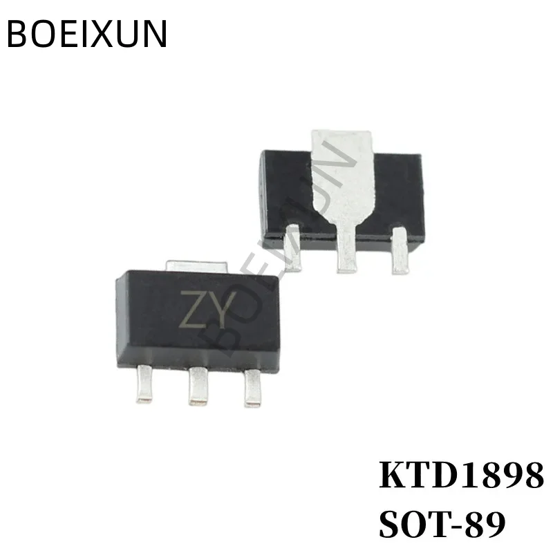 100Pcs KTD1898 SMD Transistor Footprint SOT-89 Silkscreen ZY Type NPN 80V/2A Bipolar Amplifier Transistor