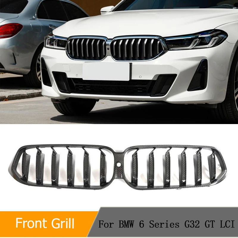 

Dry Carbon Car Front Grille Trim for BMW 6 Series G32 GT LCI 2021 2022 Replacement Auto Racing Front Bumper Grill Cover Grille