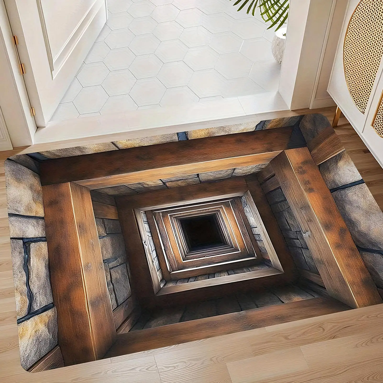 3D Optical Illusion Rug 15.75x23.62 Inch Carpet Non-slip 3D Illusion Rug for Entrance Kitchen Bathroom Indoor Halloween Porch