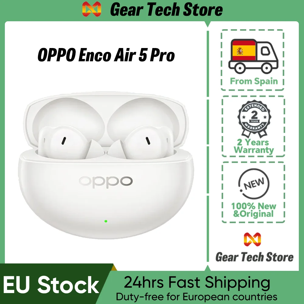 Oppo Enco Air5 Pro Wireless In-Ear Headphones with Bluetooth, Long-Lasting Battery, Noise Cancellation, Available in Black and White, Classic Entry-Level Model