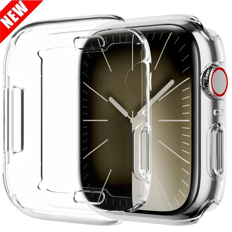 Full Cover Watch Case For Apple Watch Series 8 7 6 5 4 3 9 SE Silicone Clear Case Screen Protector iWatch 38 40 41MM 42 44 45MM