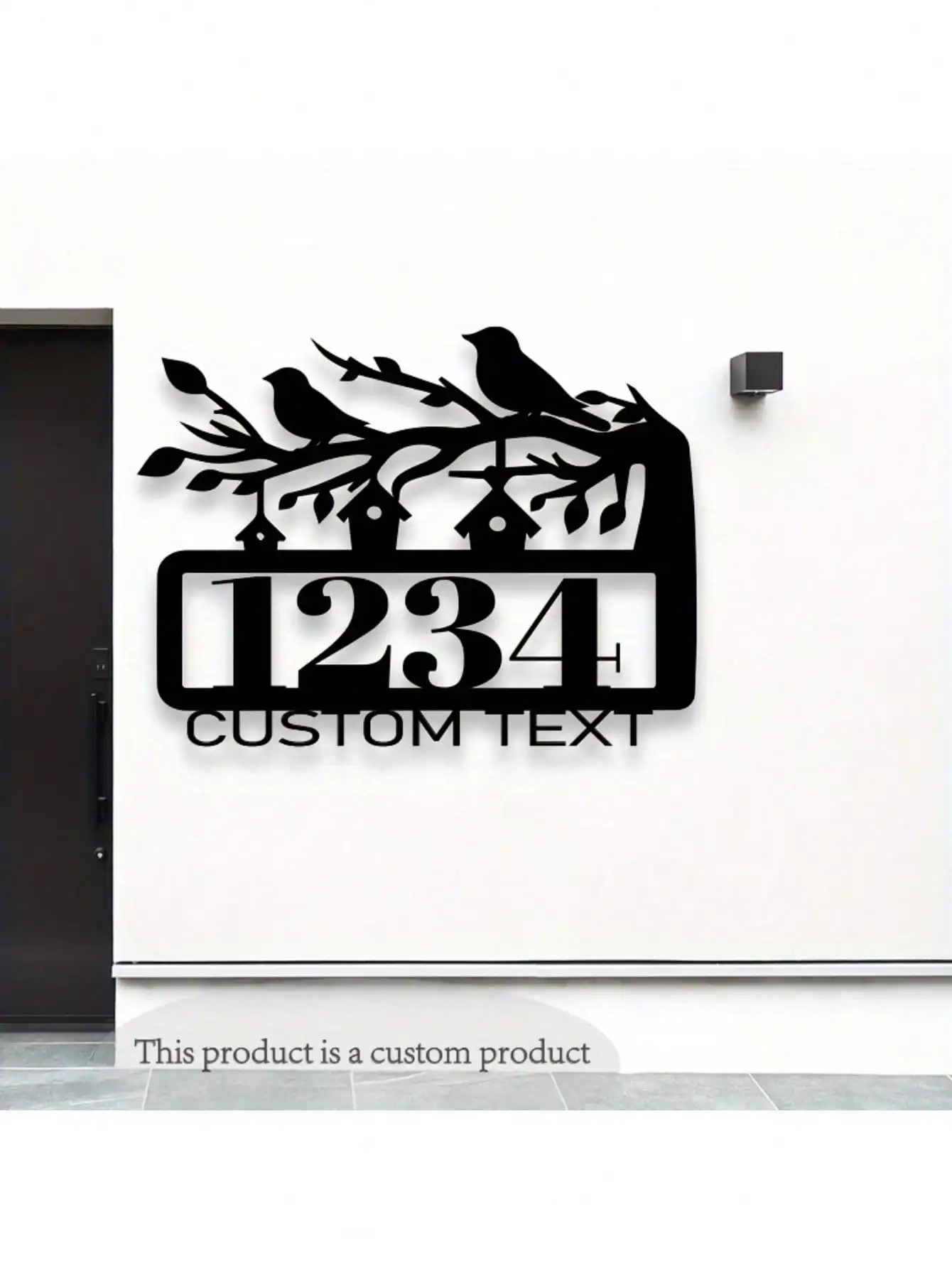 Personalized Metal Address Plaque Two Birds Branch Custom Wall Sign for Garden Outdoor Decor