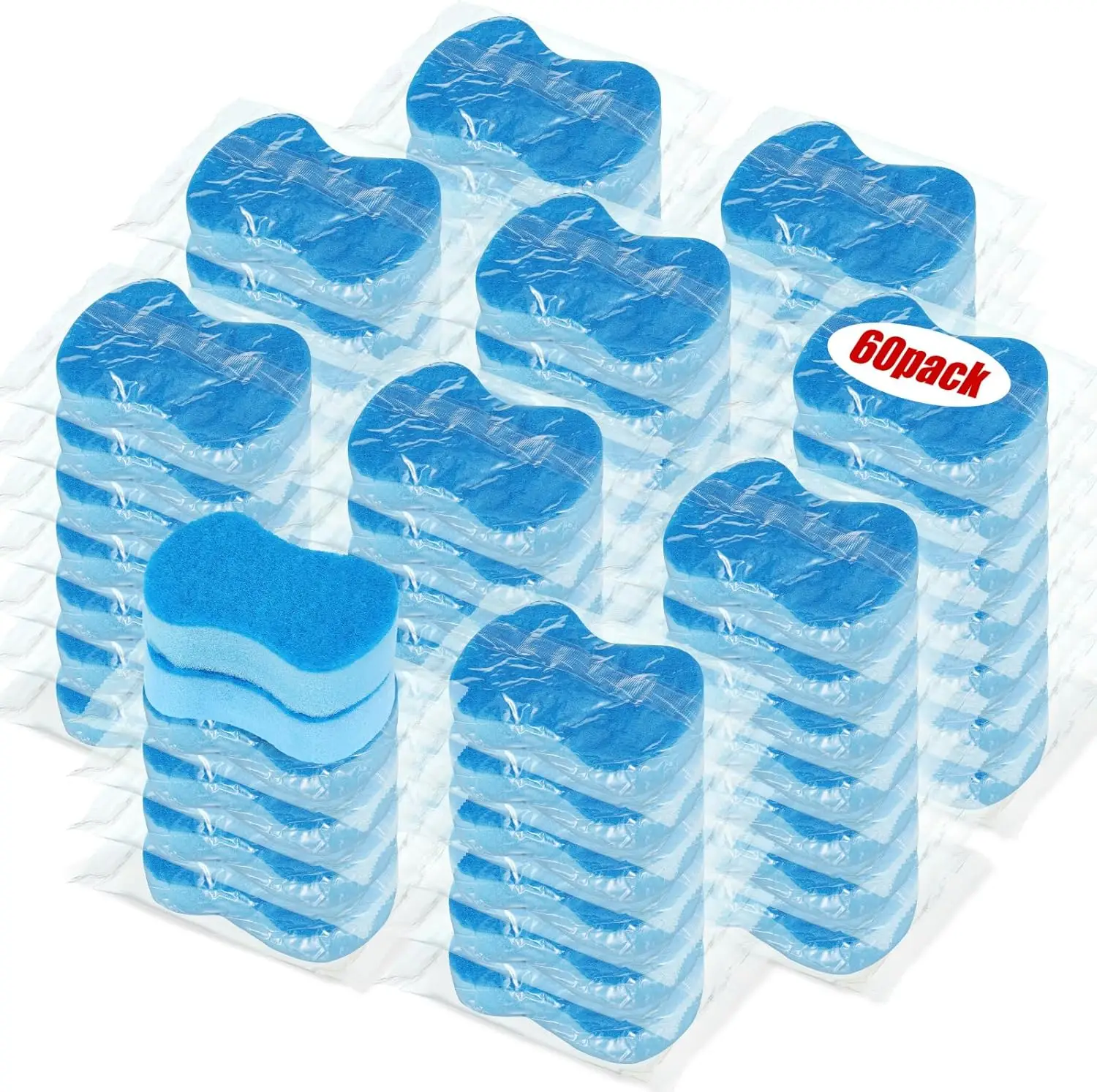 

60 Pcs Individually Wrapped Sponges Kitchen Bulk Non Scratch Scouring Sponges for Dishes Household