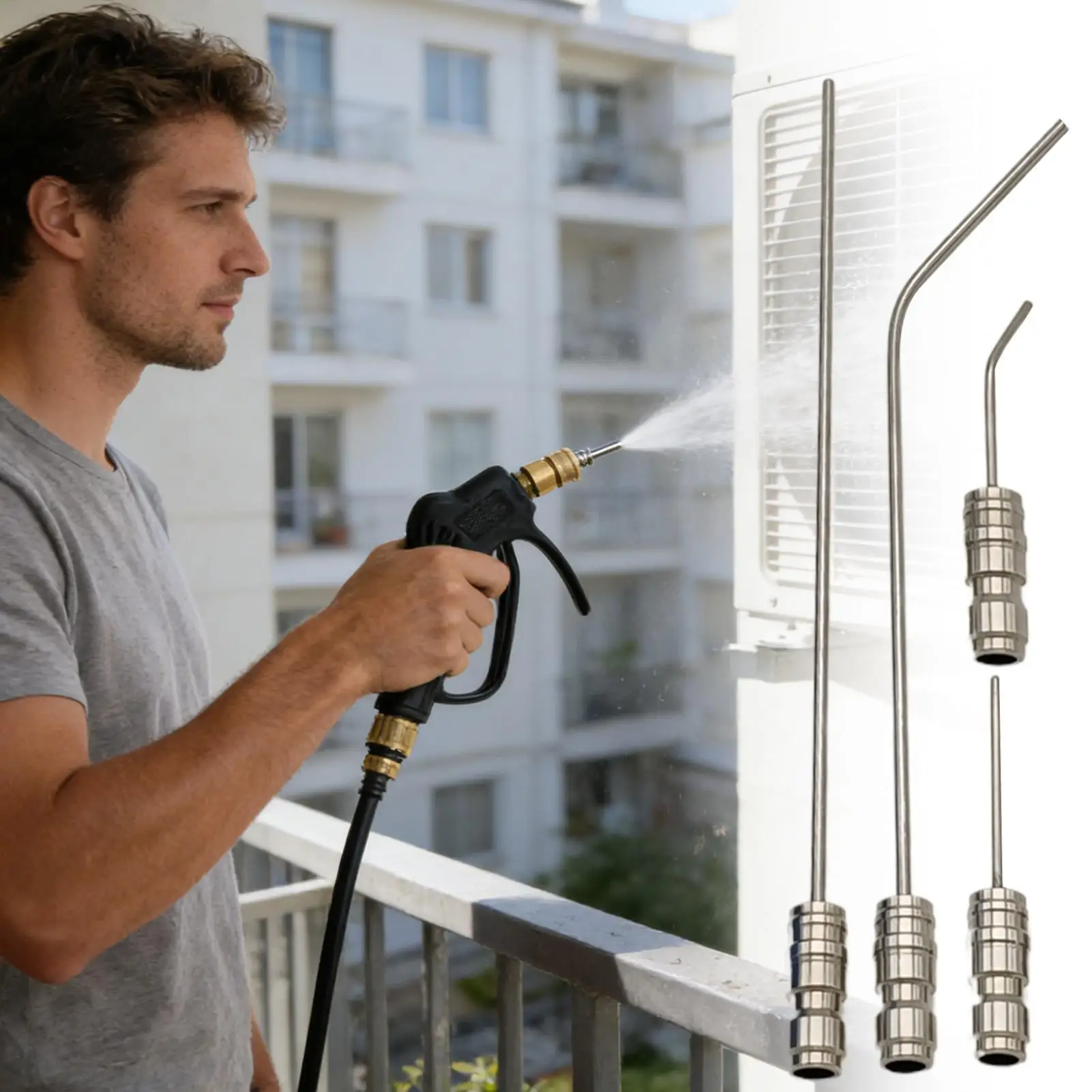 Power Washer Nozzle Kit Stainless Steel Washer Nozzle High Pressure washer extension rod nozzle cleaning kit for washing machine