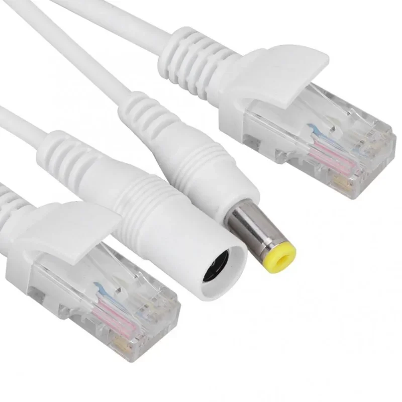 3pcs computer connectors dc jack  12V Power Over Ethernet Passive POE Adapter Cable Splitter Injector Waterproof  computer cable