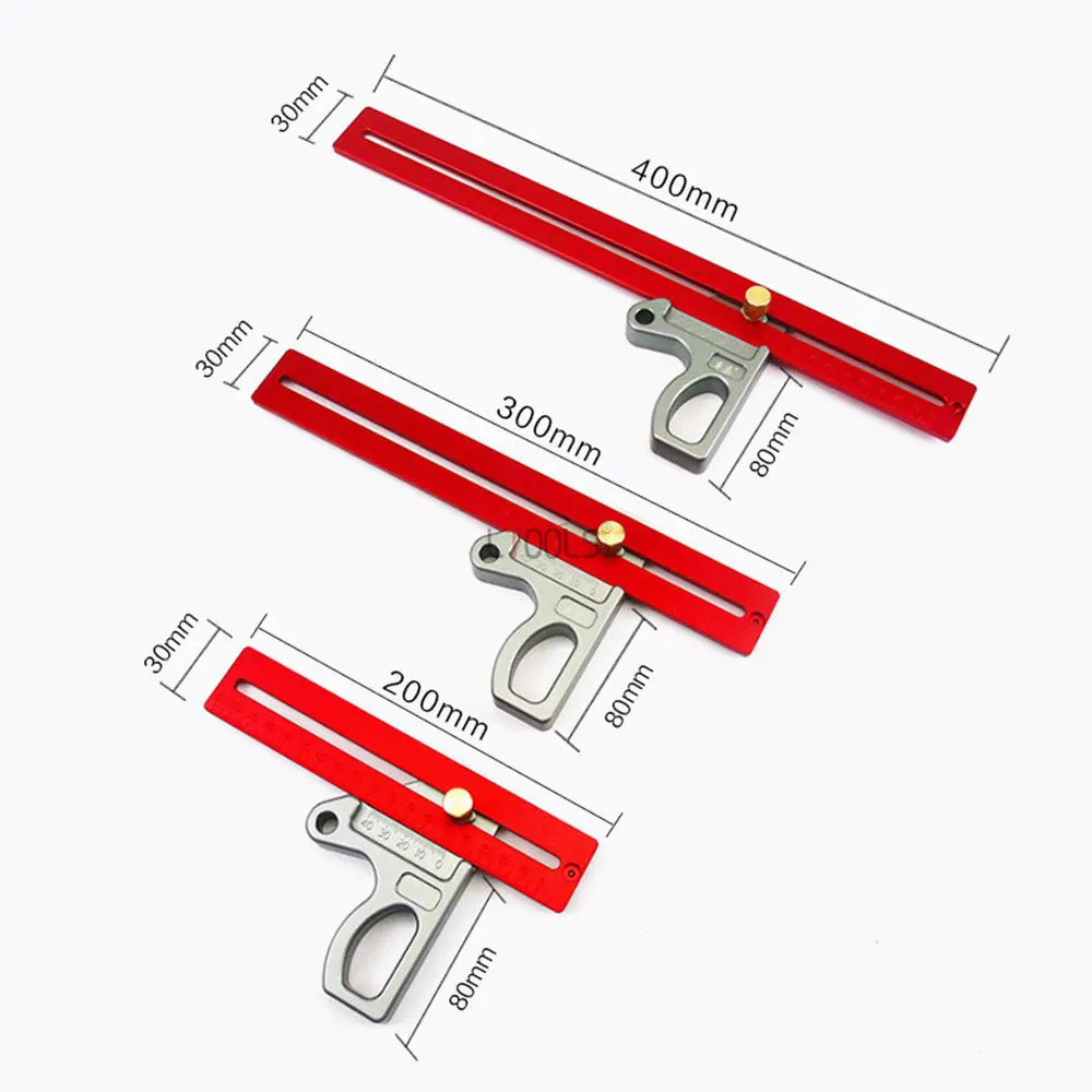 Combination Square Woodworking T Ruler 200-400mm Aluminum Alloy Scribing Ruler 45/90° Precision Scoring T Ruler Marking Tool