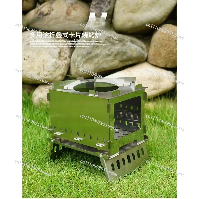 For Outdoor Backpacking Hiking BBQ Portable Camping Tent Stove Stainless Steel - Quick Assembly Folding Burner