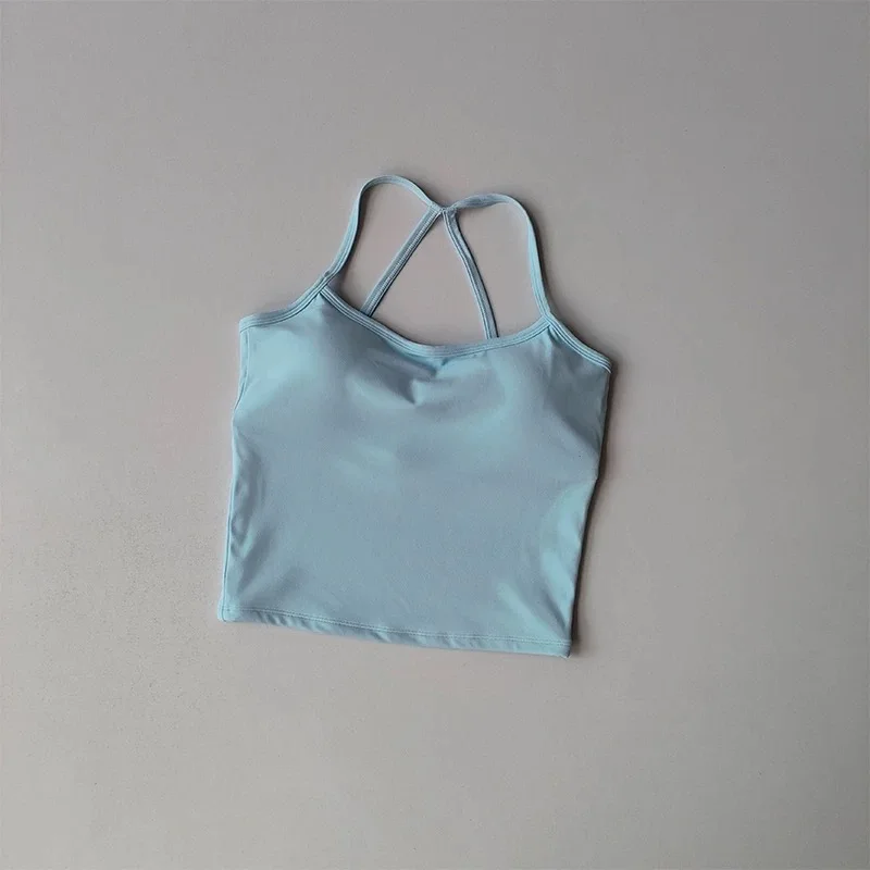 Damen Yoga Tanktop mit eingebauten Polstern, schnelltrocknendes, atmungsaktives Fitness-Top, Sportweste mit schönem Rückendesign für Lauftraining – Detail 23