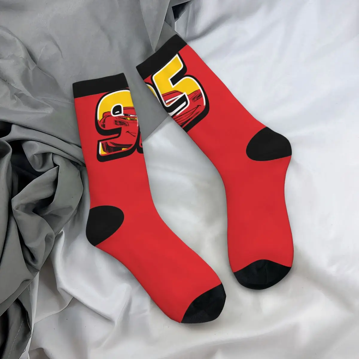 Autumn Winter Colorful Unisex Lightning McQueen Go 95 Socks Cars Non-slip Crew Socks