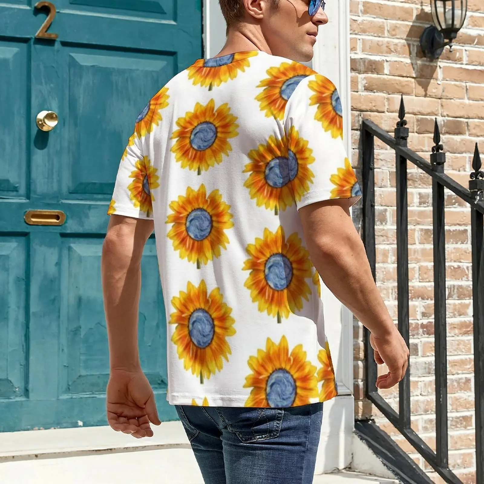 Men Sunflower Art T-Shirt Van Gogh Starry Night Trending T Shirts Short-Sleeved Graphic Tops Hot Sale Funny Oversized Clothing