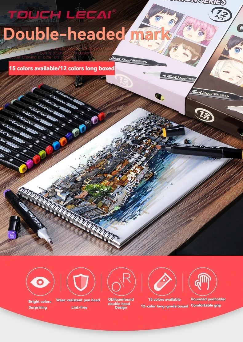 ปากกามาร์กเกอร์แอลกอฮอล์, ปากกามาร์กเกอร์แบบถาวรแบบแปรงคู่, ปากกามาร์กเกอร์ระบายสี, สำหรับการสร้างการ์ดภาพวาดหนังสือ, ของขวัญคริสต์มาส