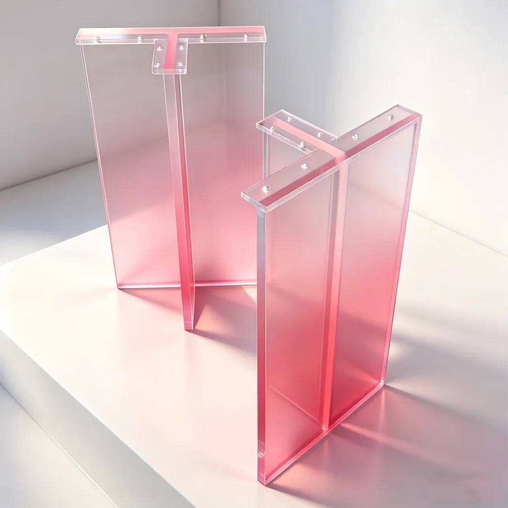 fn-Hot Sale Interior Furniture Accessories Matte Acrylic Table Feet Thickened Adjustable T-Shape Acrylic Stand Legs