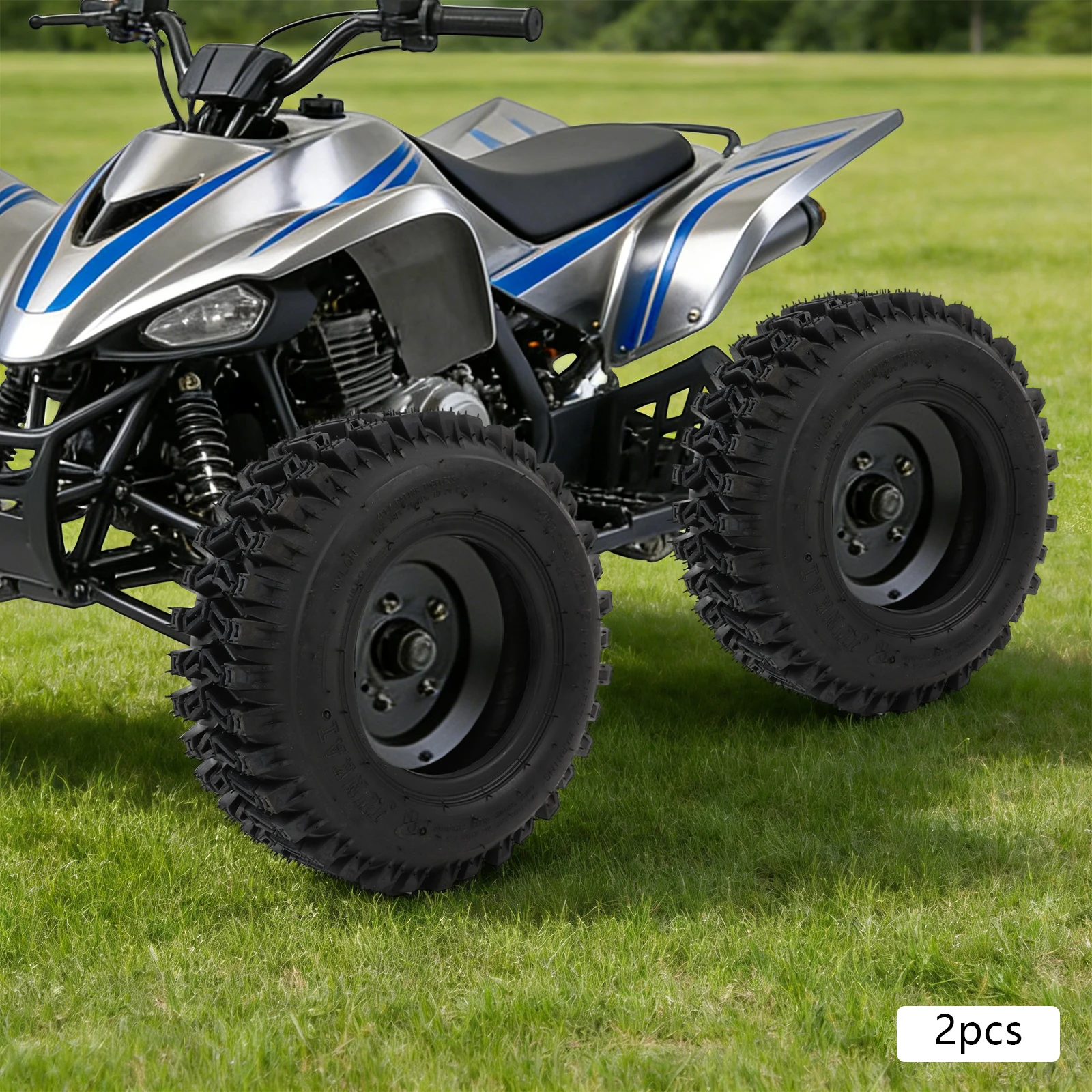 13x4.10-6 ATV Tire, 13x4.10-6 Lawn Mower Tubeless Tire, 13x4.10-6 Kart Tire, 4PR Heavy Duty Set of 2, for Off-Road Snow Blower, Garden Tractor, All Terrain Super-Trac Tread, Nylon Rubber, Durable Anti-Slip, 352lbs Load