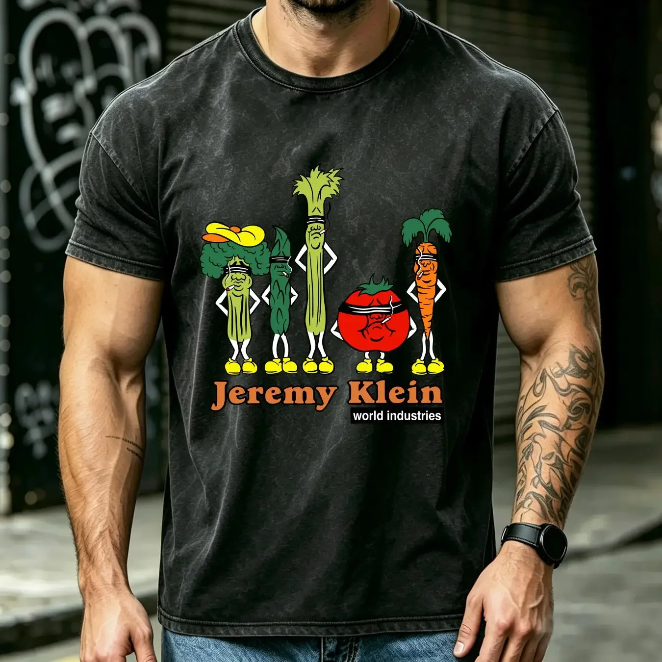 washed T Shirt Jeremy Klein World industries skate Vegetables Skateboarding long or short sleeves vintage Washed Unisex