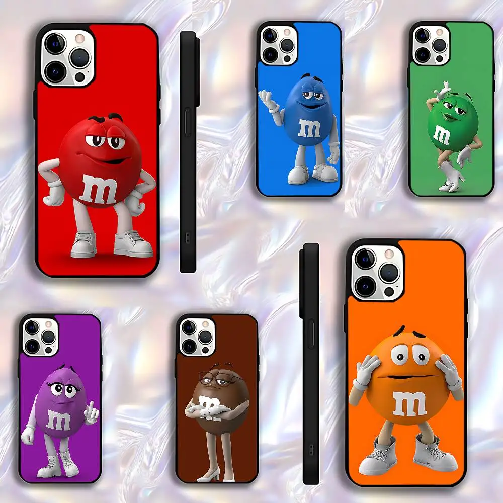 

M-M Chocolate Beans Phone Case For iPhone 17,16,15,14,13,12,11,Pro,Max,Plus,E,Air,Mini Protective Black Cover